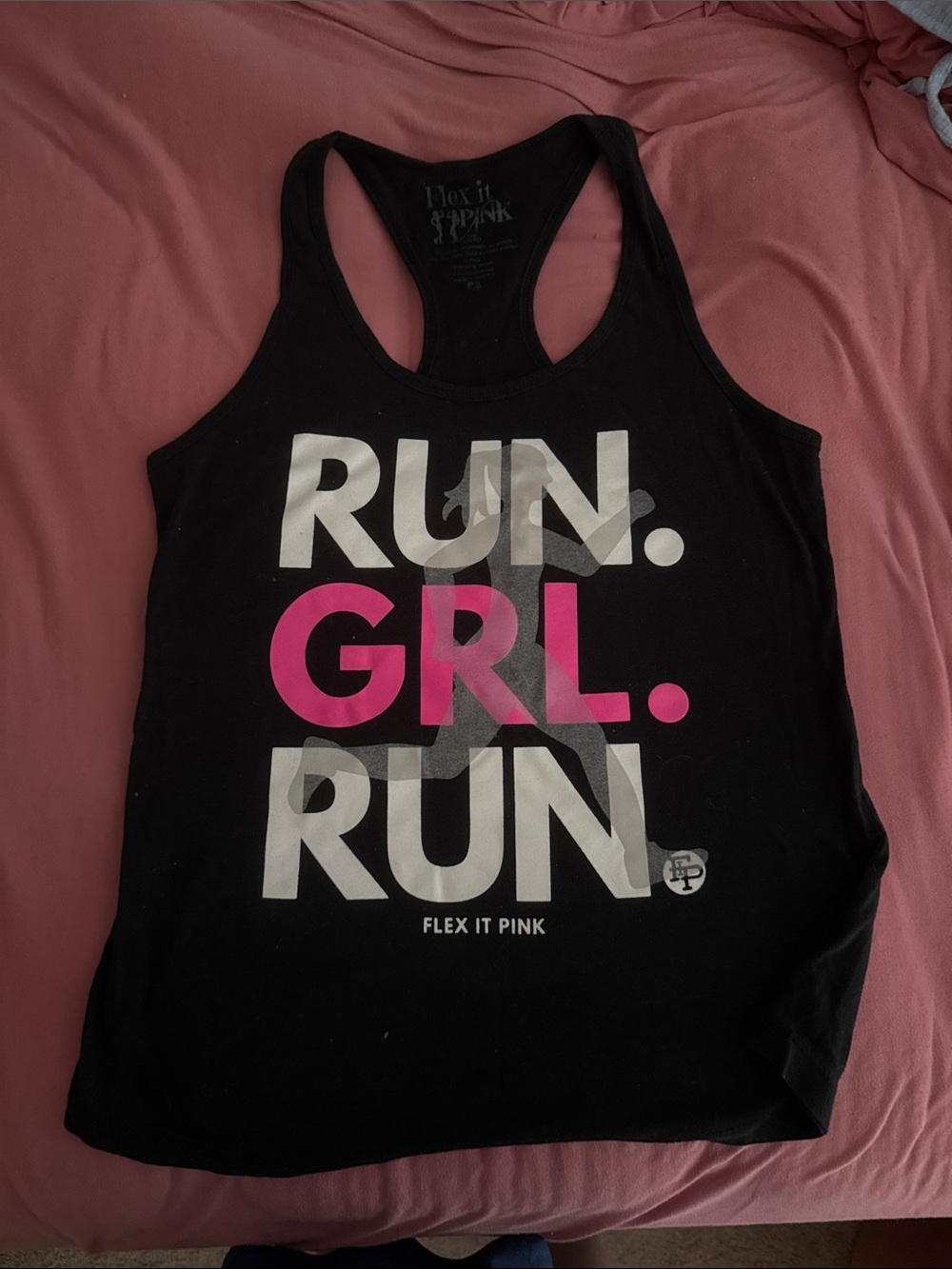 Flex it Pink Run. Grl. Run. Black Graphic Tank Top